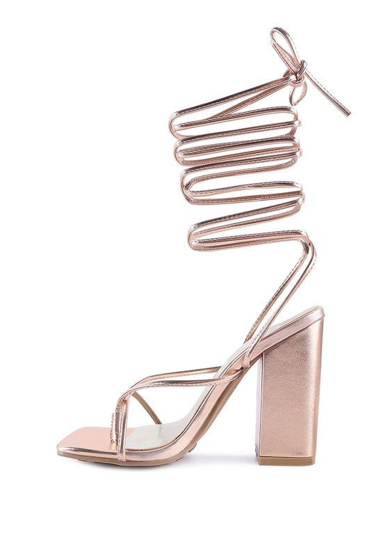 SHEWOLF LACE UP HIGH HEEL SANDALS - Loving It Shop