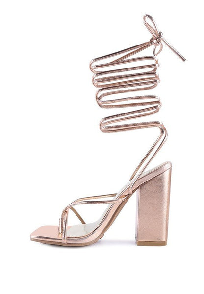 SHEWOLF LACE UP HIGH HEEL SANDALS - Loving It Shop