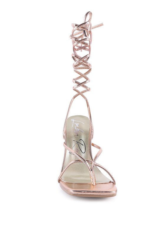 SHEWOLF LACE UP HIGH HEEL SANDALS - Loving It Shop