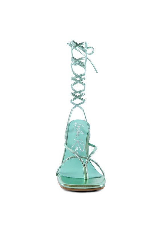 SHEWOLF LACE UP HIGH HEEL SANDALS - Loving It Shop