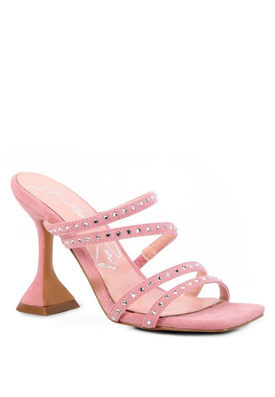 FACE ME STUDDED MID HEEL MULTI STRAP SANDALS - Loving It Shop