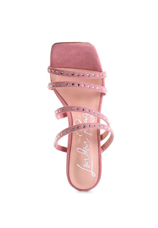 FACE ME STUDDED MID HEEL MULTI STRAP SANDALS - Loving It Shop