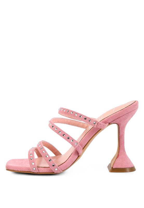 FACE ME STUDDED MID HEEL MULTI STRAP SANDALS - Loving It Shop