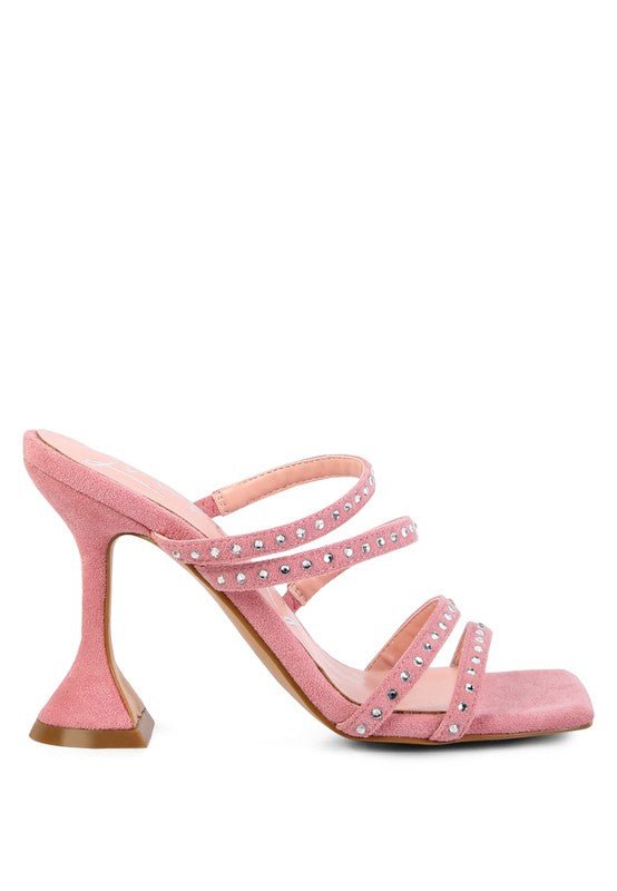 FACE ME STUDDED MID HEEL MULTI STRAP SANDALS - Loving It Shop
