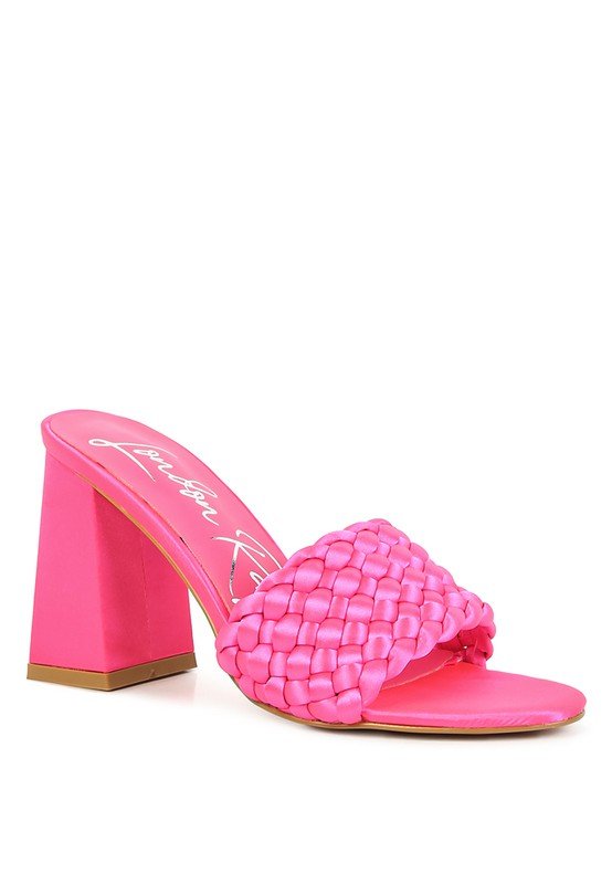 LUST LOOK BRAIDED SATIN BLOCK SANDALS - Loving It Shop