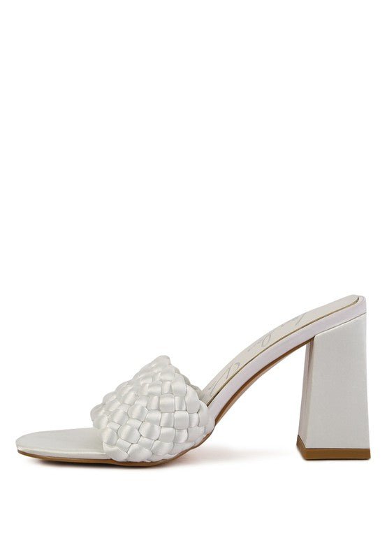 LUST LOOK BRAIDED SATIN BLOCK SANDALS - Loving It Shop