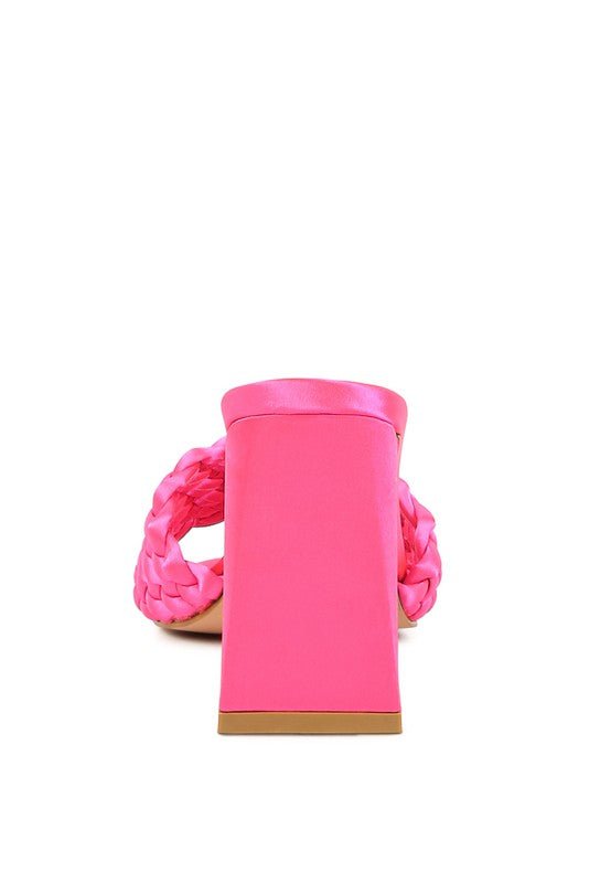 LUST LOOK BRAIDED SATIN BLOCK SANDALS - Loving It Shop