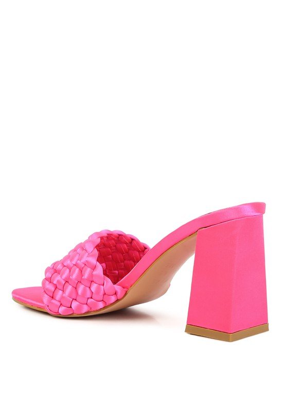 LUST LOOK BRAIDED SATIN BLOCK SANDALS - Loving It Shop