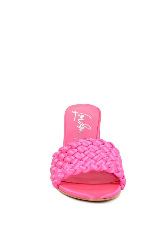 LUST LOOK BRAIDED SATIN BLOCK SANDALS - Loving It Shop