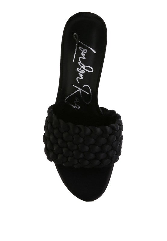 LUST LOOK BRAIDED SATIN BLOCK SANDALS - Loving It Shop