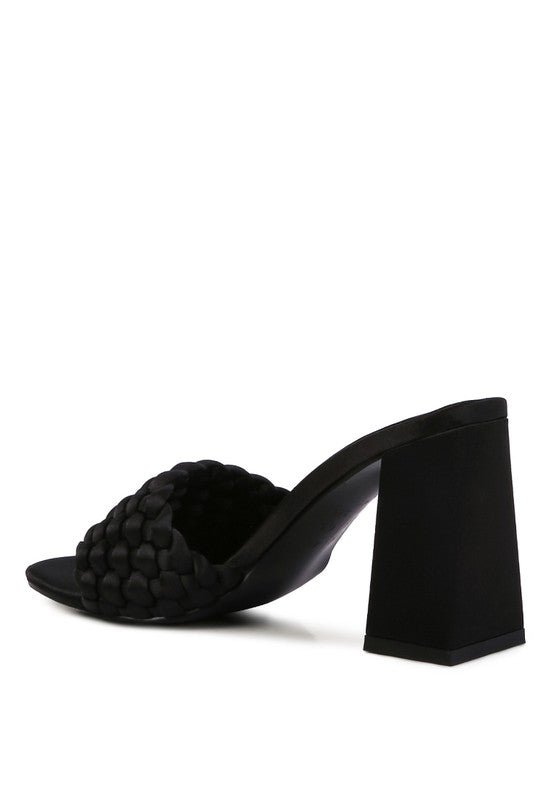 LUST LOOK BRAIDED SATIN BLOCK SANDALS - Loving It Shop