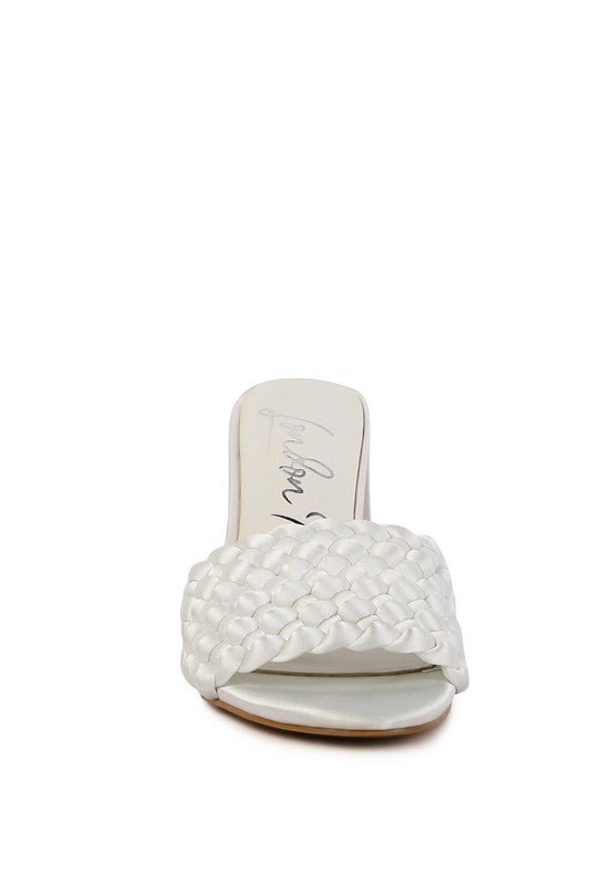 LUST LOOK BRAIDED SATIN BLOCK SANDALS - Loving It Shop