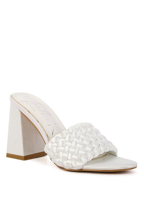 LUST LOOK BRAIDED SATIN BLOCK SANDALS - Loving It Shop