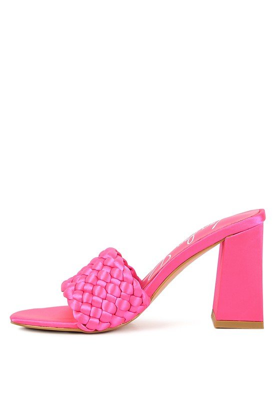 LUST LOOK BRAIDED SATIN BLOCK SANDALS - Loving It Shop