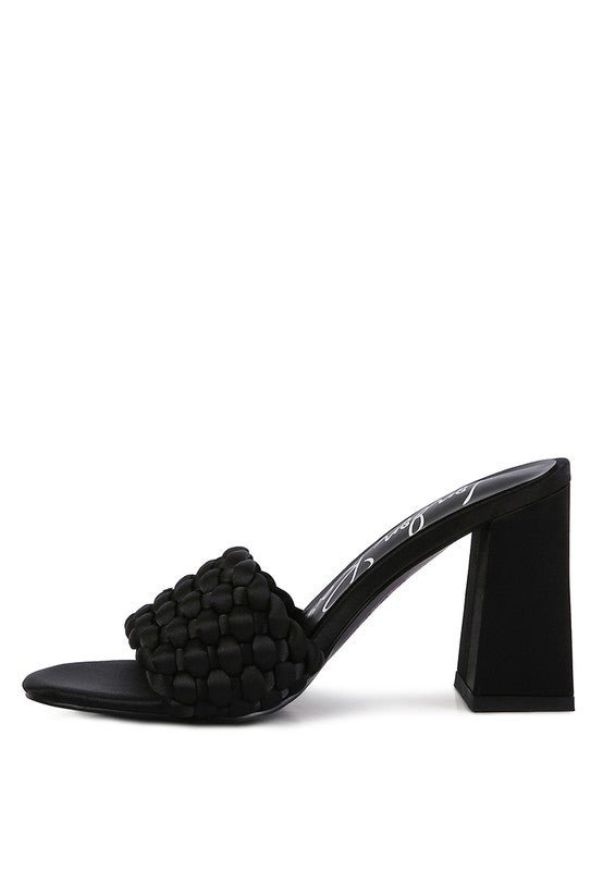 LUST LOOK BRAIDED SATIN BLOCK SANDALS - Loving It Shop