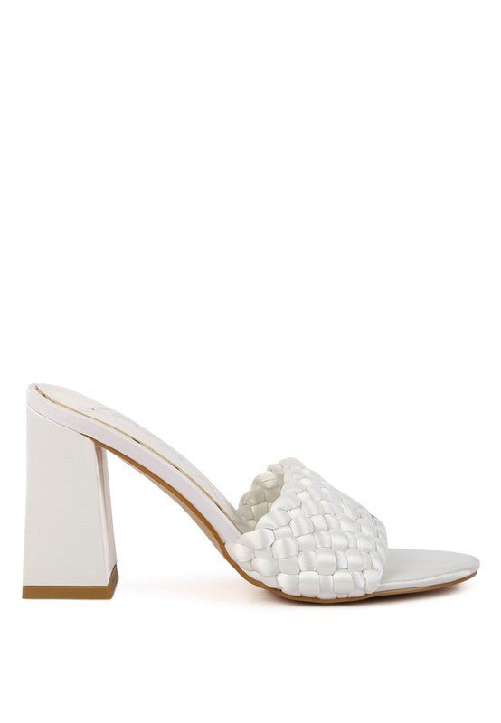 LUST LOOK BRAIDED SATIN BLOCK SANDALS - Loving It Shop