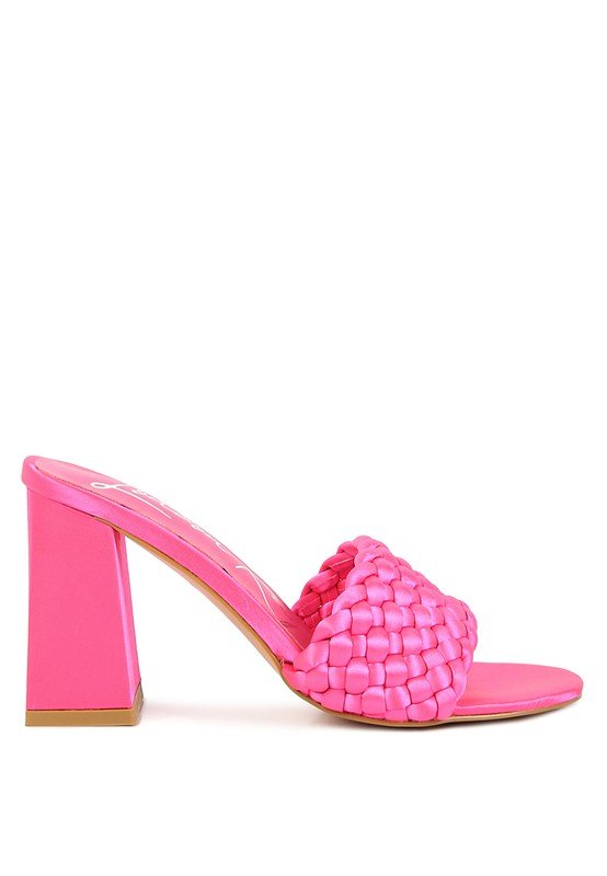 LUST LOOK BRAIDED SATIN BLOCK SANDALS - Loving It Shop