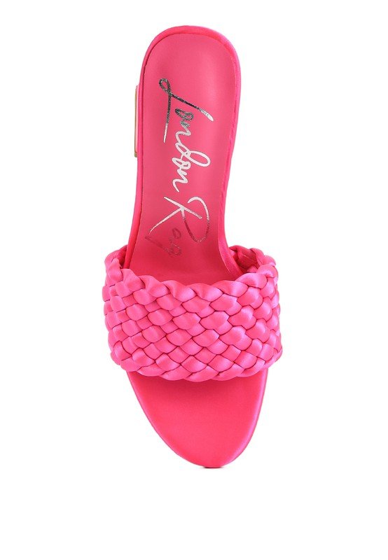 LUST LOOK BRAIDED SATIN BLOCK SANDALS - Loving It Shop