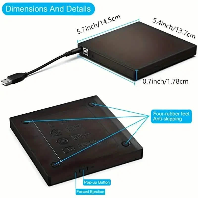 External CD/DVD Drive – USB 3.0 Slim Portable CD-RW/DVD-RW Burner for PC &amp; Laptop