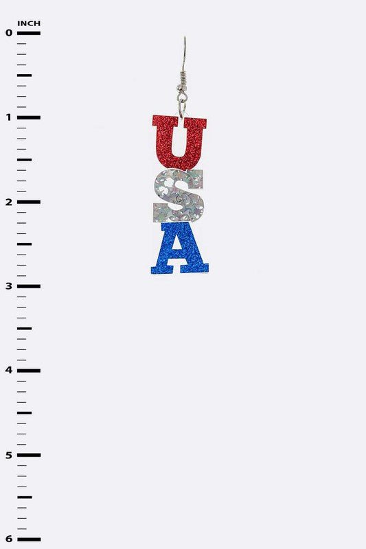 USA Cutout Glitter Earrings - Loving It Shop