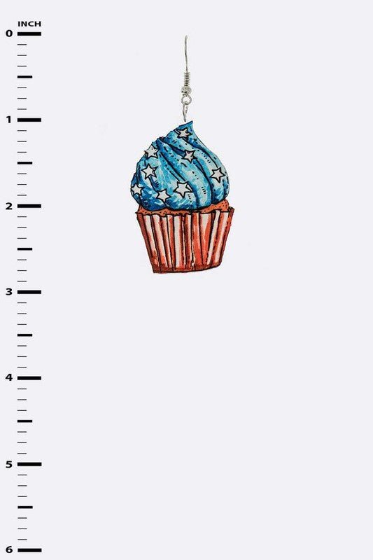 Patriot Color Printed Cupcake Cutout Earrings - Loving It Shop