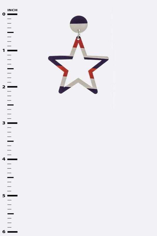 Patriot Color Printed Cutout Star Earrings - Loving It Shop