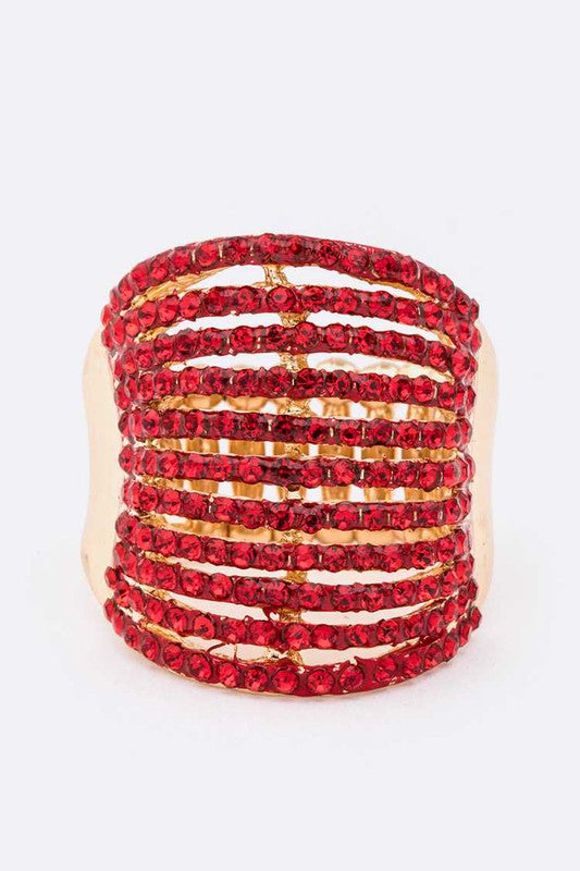 Stretch Ring with Layered Crystals – Stylish Statement Jewelry