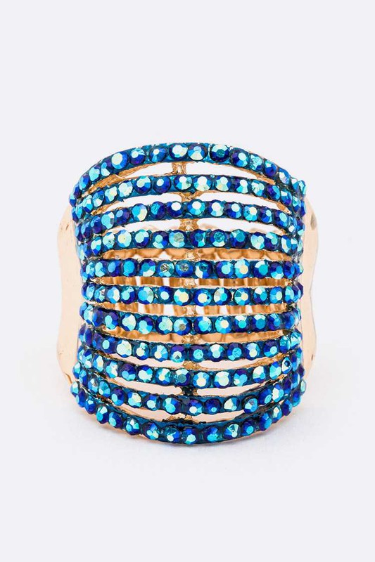 Stretch Ring with Layered Crystals – Stylish Statement Jewelry
