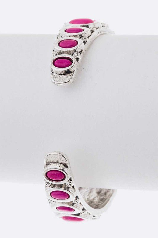 Oval Stone Adjustable Open Bangle - Loving It Shop