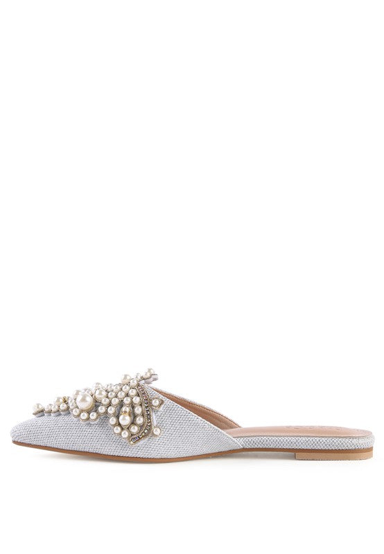 ASTRE Embellished Delicate Pearl Mules