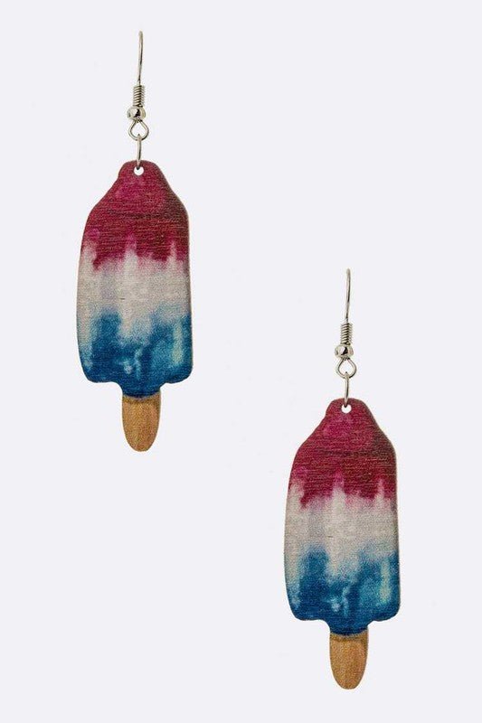 Red White Blue Popsicle Printed Earrings - Loving It Shop