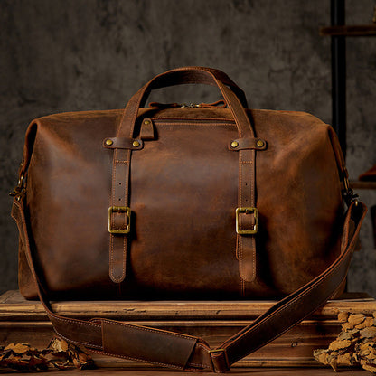 Genuine Leather Large-capacity Luggage Bag Men&