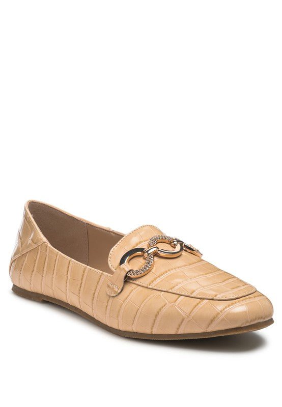 LONDON RAG CROC TEXTURED METAL SHOW DETAIL LOAFERS - Loving It Shop
