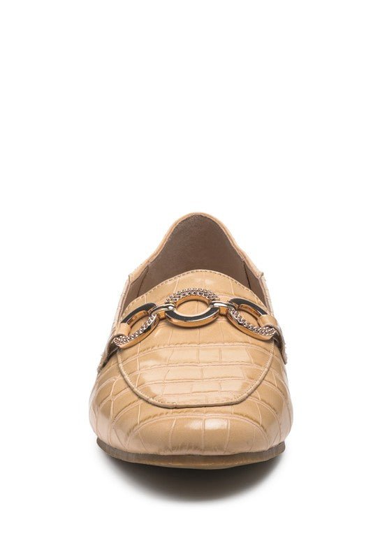 LONDON RAG CROC TEXTURED METAL SHOW DETAIL LOAFERS - Loving It Shop