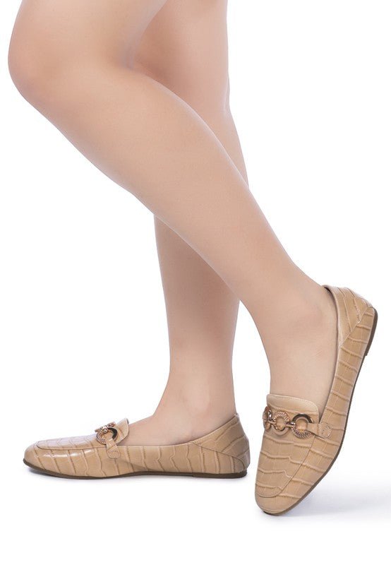 LONDON RAG CROC TEXTURED METAL SHOW DETAIL LOAFERS - Loving It Shop
