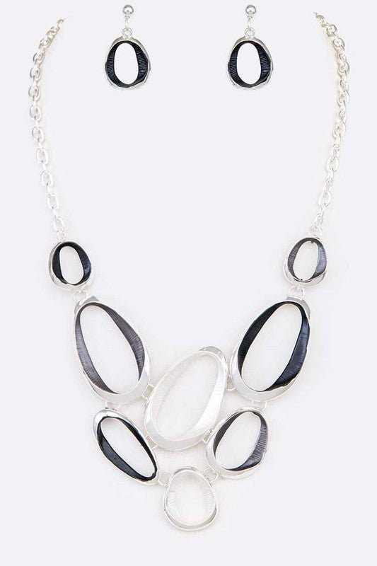 Mix Color Enamel Ring Statement Necklace Set - Loving It Shop