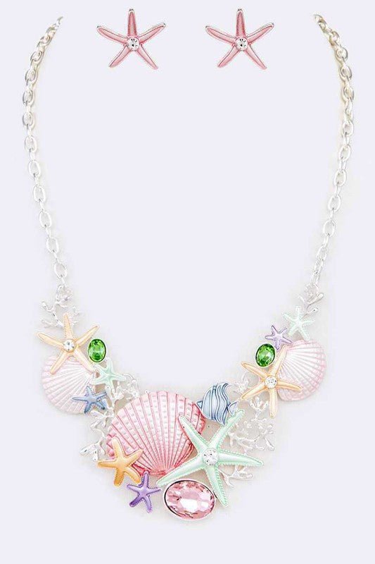 Sea Life Enamel Statement Necklace Set - Loving It Shop
