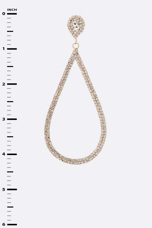 Statement Oversize Teardrop Rhinestone Earrings Stylish Chic Jewelry