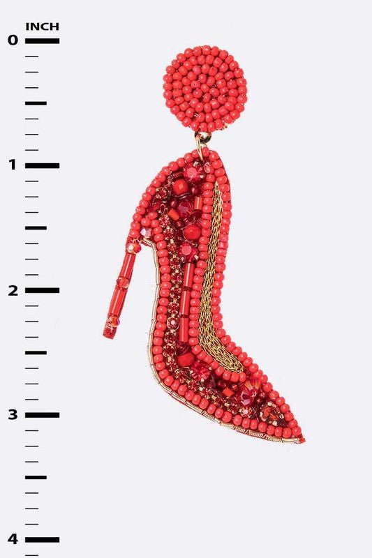 Seed Beading Red Heels Iconic Earrings - Loving It Shop