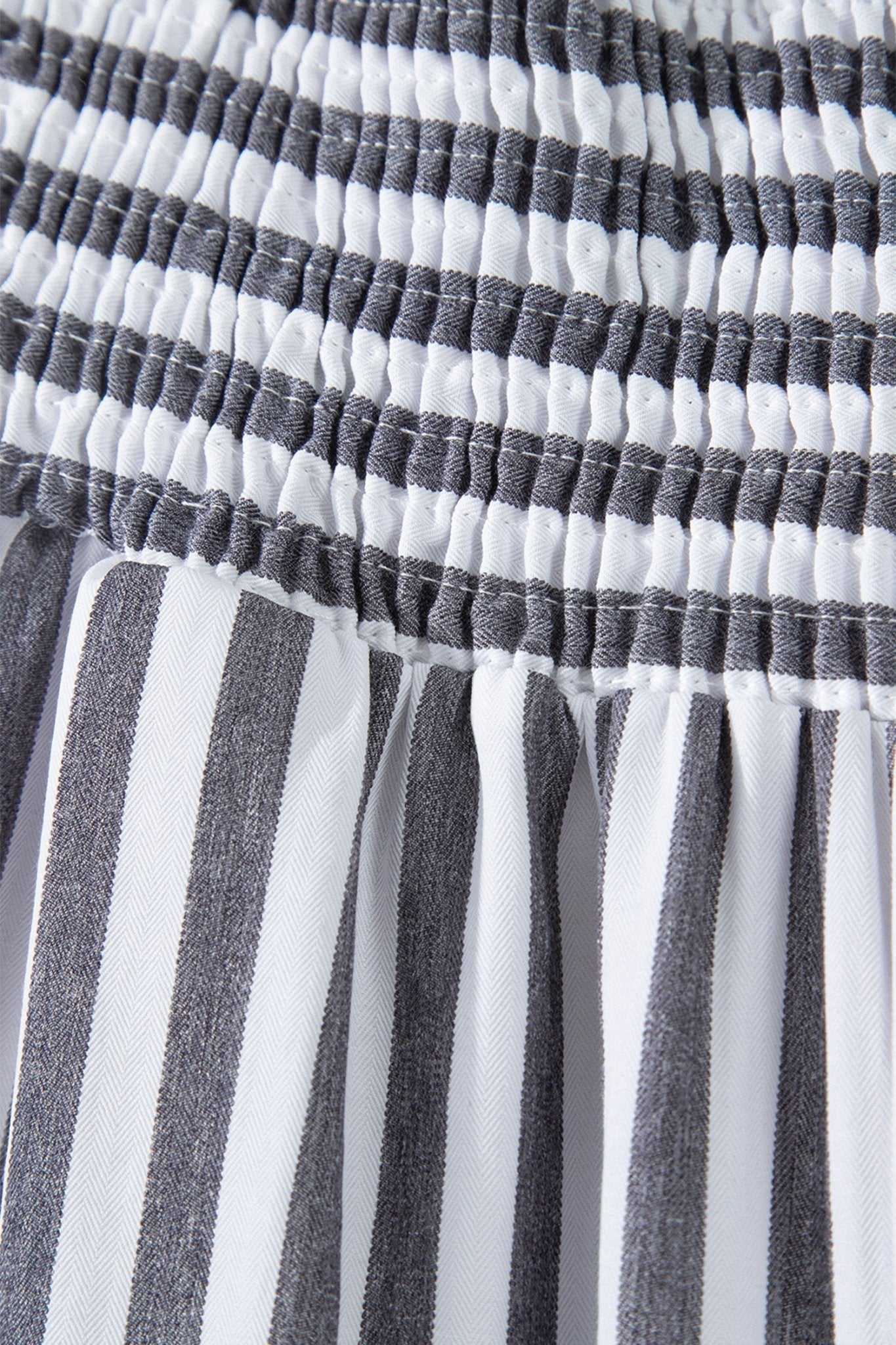 Black Stripe Shirred High Waist Loose Summer Pants - Loving It Shop