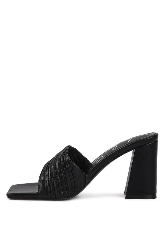 salty you crinkled high heeled block sandals - Loving It Shop