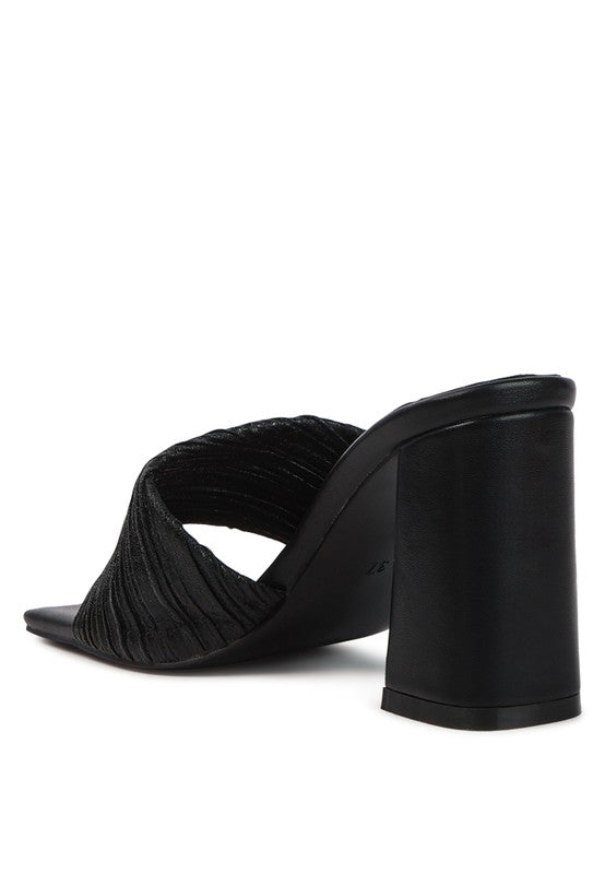 salty you crinkled high heeled block sandals - Loving It Shop