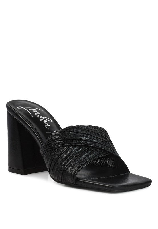 salty you crinkled high heeled block sandals - Loving It Shop