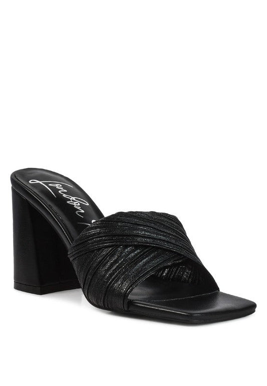 salty you crinkled high heeled block sandals - Loving It Shop