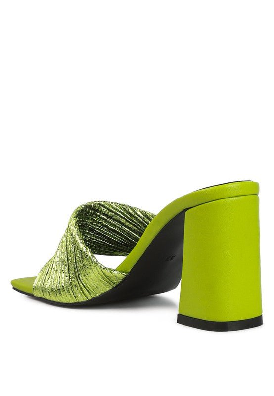 salty you crinkled high heeled block sandals - Loving It Shop