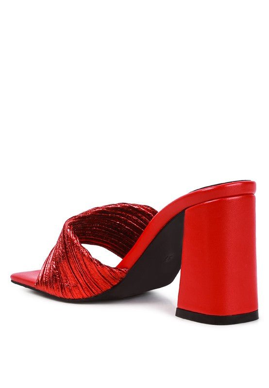 salty you crinkled high heeled block sandals - Loving It Shop