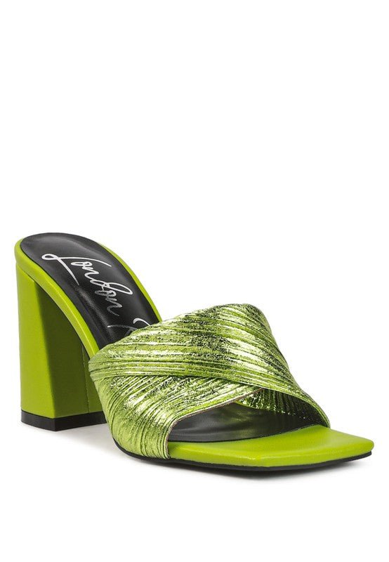 salty you crinkled high heeled block sandals - Loving It Shop