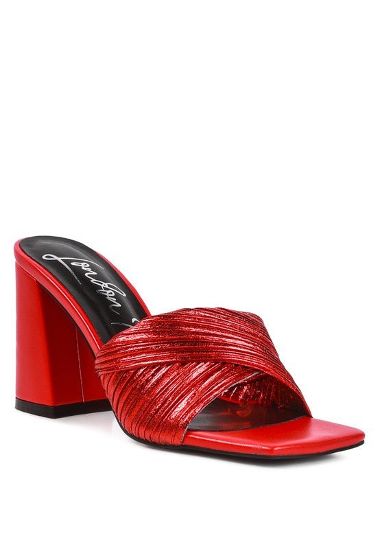 salty you crinkled high heeled block sandals - Loving It Shop