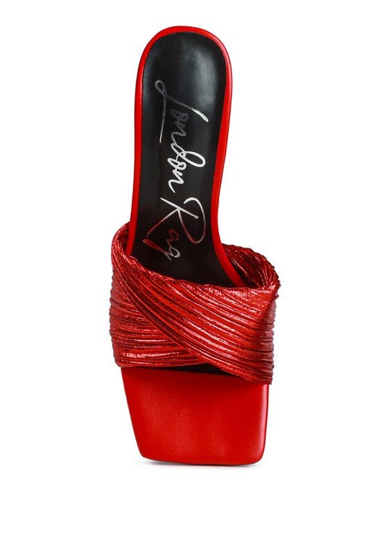 salty you crinkled high heeled block sandals - Loving It Shop