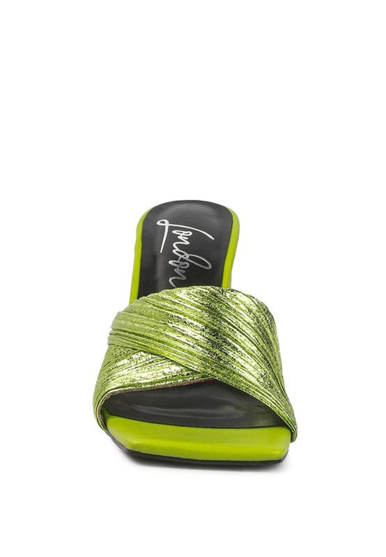 salty you crinkled high heeled block sandals - Loving It Shop